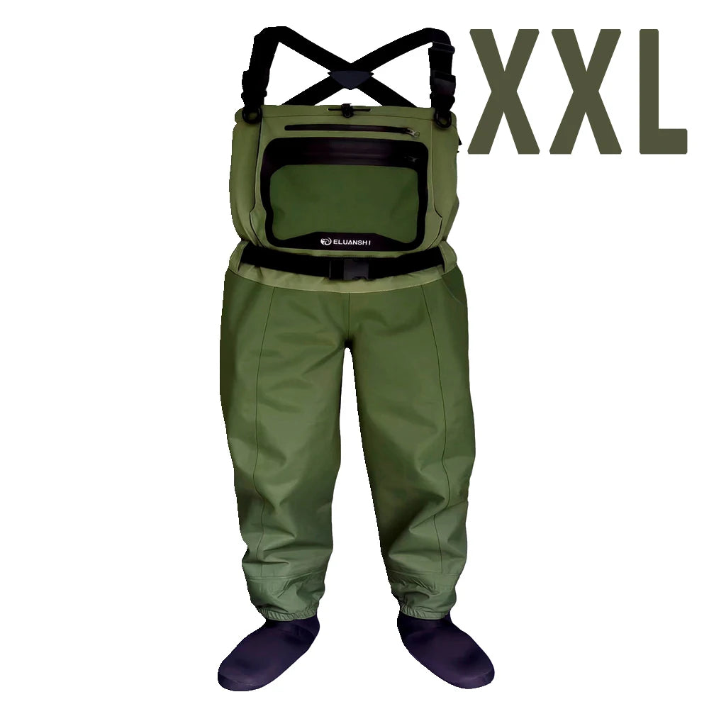 5 Layer Breathable Waterproof Fly Fishing Chest-High Waders Stockingfoot High Pant Wader Durable Duck Hunting Wading Pants