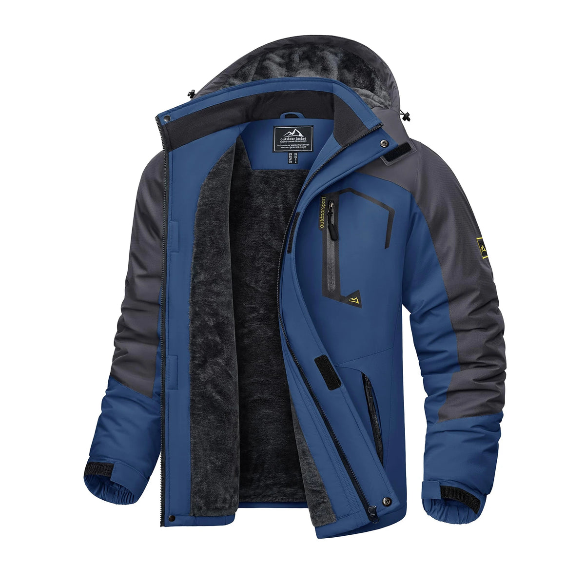 KEFITEVD Winter Ski Jacket Men's Warm Fleece Lined Jackets Water Resistant Heavyweight Coats Outdoor Hiking Camping Windbreaker