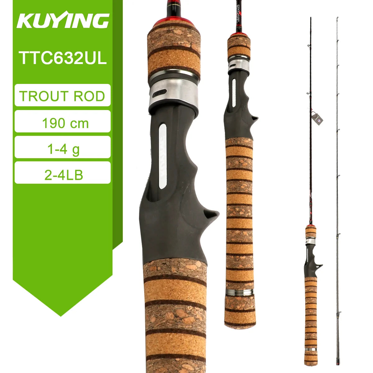 KUYING TETON L UL SUL 5'2' 6' 6'3' 6'4'6'2' 6'6' Fishing Rod Lure Cane Spinning Casting FUJI Carbon 1-4g 0.8-3g 2-10g M-Fast BFS