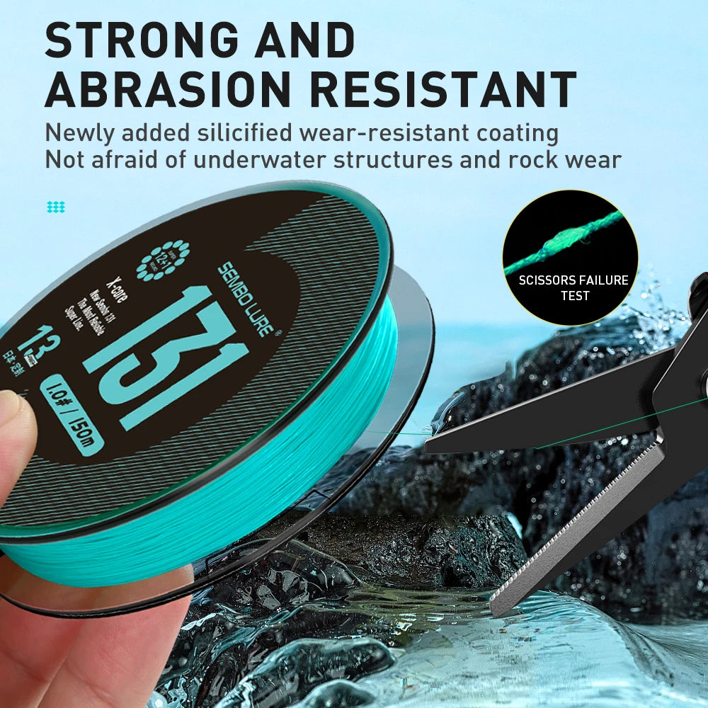 ZUKIBO Sembo 13 Strands Braided Fishing Line Performance Fiber Japan Multifilament PE Line Round Smooth，Thin，Abrasion Resistant