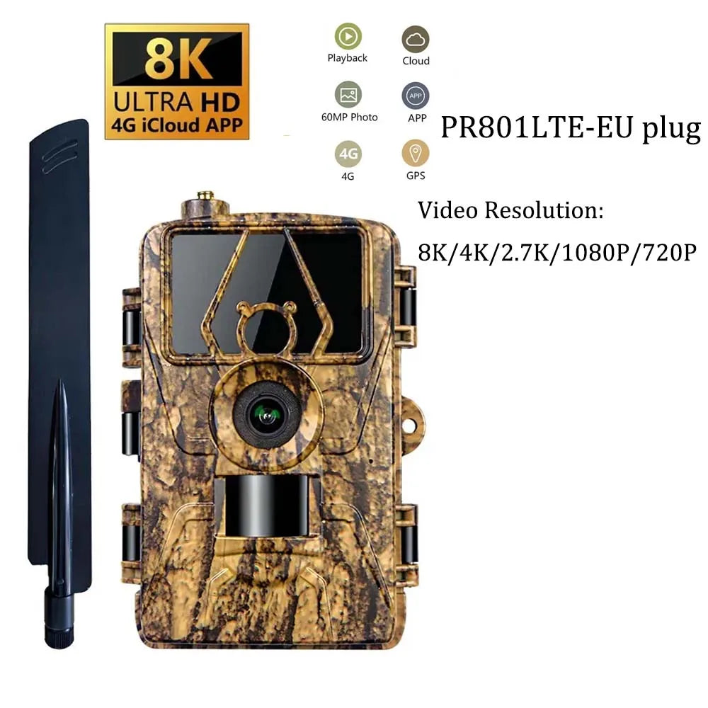 4K MiNi800 Mini Wildlife Hunting Camera 50MP Keep Way Trail Camera Waterproof HD Night Vision Infrared Photo Trap with 256GB Car