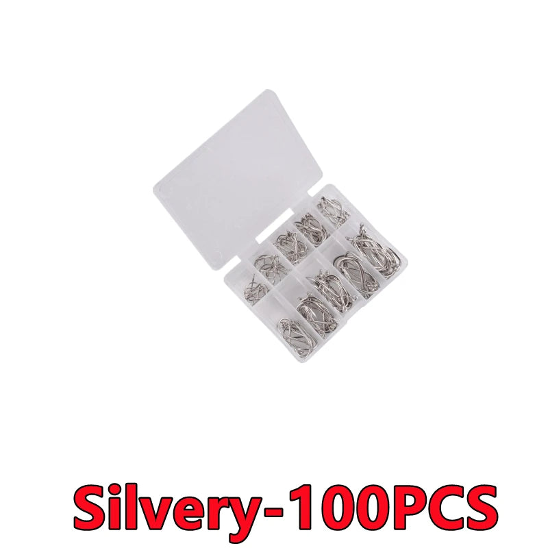 100-300PCS Fishing Hooks Set Box 10 Series High Carbon Steel Single Circle Fishing Hook Fly Fishing Jip Barbed Carp Hooks Tools