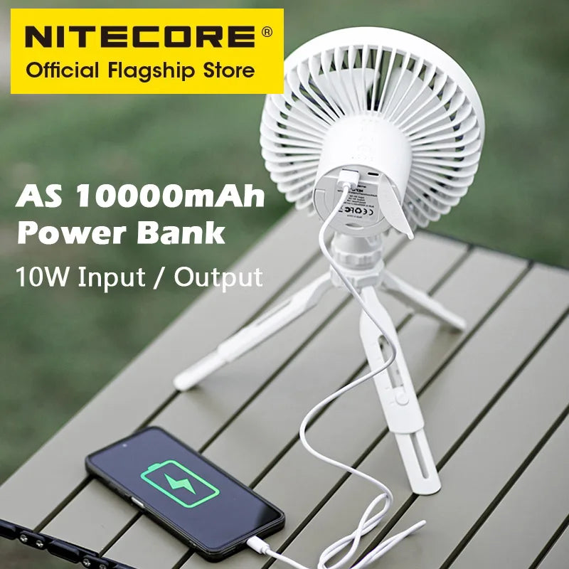 NITECORE NEF10 Outdoor Camping Light 3-in-1 Electrice Fan USB-C Rechargeable Ceiling Light 10000mAh Power Bank LED Ring Light