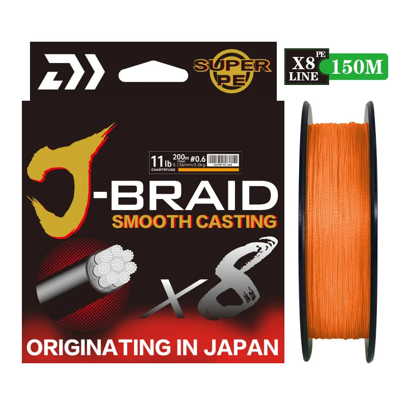 2025 New Original X8-DAIWA-J Braided Expedition 8 Strands Fishing Line PE Super Line Sea Fishing Wire 150/200M Pesca 11-77lb