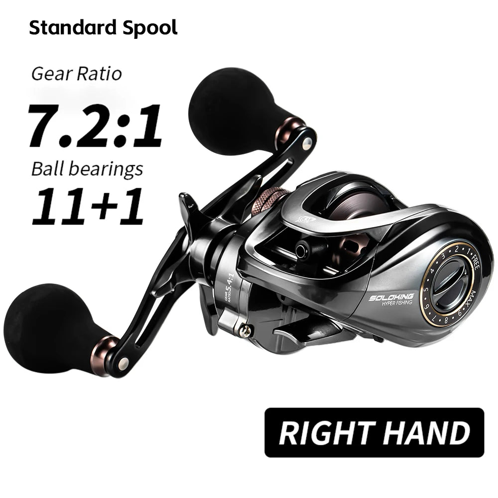Soloking HIAW Pro Baitcasting Fishing Reel 11+1BB 7.2:1/5.4:1 Speed Gear Ratio,21LB Drag Power Ultra Smooth Durable Fishing Rod