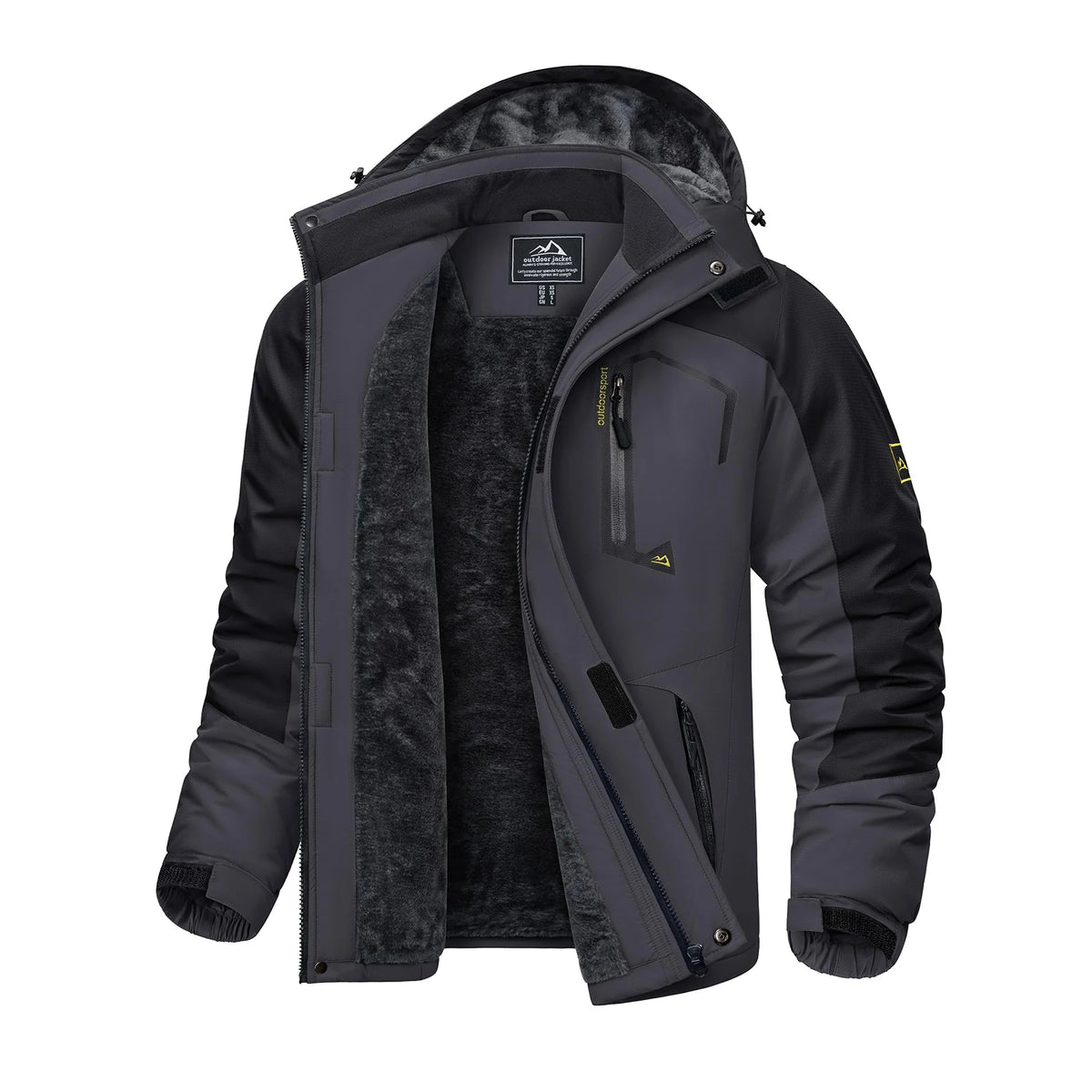 KEFITEVD Winter Ski Jacket Men's Warm Fleece Lined Jackets Water Resistant Heavyweight Coats Outdoor Hiking Camping Windbreaker