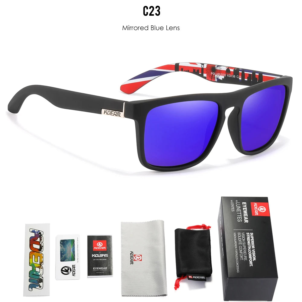 KDEAM Legend Square Sunglasses Polarized Lens For Men Women Outdoor Sports Fishing Mountaineering  Sun Glasses With Brand Box